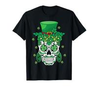 St Patty's Day Dia De Los Muertos Irish Flower Sugar Irlande T-Shirt