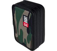 St. Right XXL Pencil Case 46 Pieces Filled Pencil Case 3-Tier 19 x 13 x 7 cm Including Fountain Pen Boy Girl and Luminous Tag, Green