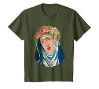 St Rita of Cascia Prayer Catholique Saint Patron T-Shirt, Enfant, Olive, 10 Ans