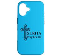 St Rita Pray for Us Croix de Sainte catholique Coque pour iPhone 16
