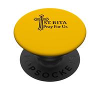 St Rita Pray for Us Croix de Sainte catholique PopSockets PopGrip Adhésif