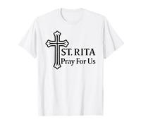 St Rita Pray for Us Croix de Sainte catholique T-Shirt