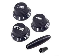 ST Style Lot de boutons de commande de guitare avec 1 bouton de volume 2 tons en plastique et barre Whammy, compatible avec Stratocaster pour SQ ou similaire Elec, noir + blanc