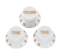 ST-Style Lot de boutons de commande de guitare en plastique 1 bouton de volume + 2 boutons de tonalité pour guitares électriques de style Fender Compatible avec arbre standard (A)