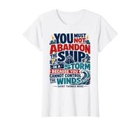 St Thomas Sir More Catholic Saint Citations Bateau T-Shirt Graphique avec Valeur, Femme, Blanc, XL