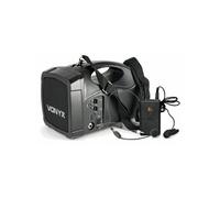 Vonyx ST012 Amplificateur de Voix Portable, Micro-Casque et Cravate, 30 Watts RMS, Entrée et Sortie Jack, Port USB, Bandoulière de Transport, Batterie Rechargeable, Idéal pour Conférences ou Visites