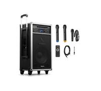 Vonyx ST180 Système Sono Portable 12" Bluetooth/CD/MP3, Enceinte Active 12", Puissance 450W, Deux Micros Main UHF sans-Fil et Un Micro Filaire, Batterie Intégrée