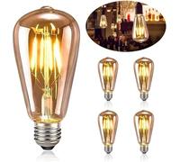 St64 LED 12w Ampoule à Filament D’Or E27 Lumière 110v 220v Vintage Edison Lampe Rétro Or Verre Apparence pour La Maison Et La Décoration Commerciale (5pcs)