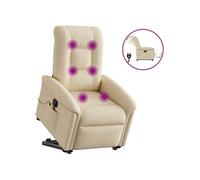 vidaXL Fauteuil inclinable de massage électrique Crème Tissu