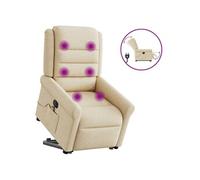 vidaXL Fauteuil inclinable de massage électrique Crème Tissu