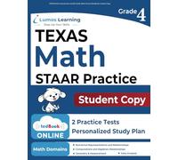 STAAR Online Assessments and 4th Grade Math Practice Workbook, Student Copy: STAAR Study Guide