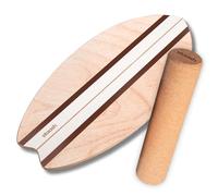 STAASH® Balance Board en Bois Premium - Méthode d'Entraînement Vidéo Guidée (App Gratuite) - Planche d'Équilibre Antidérapante, Rouleau en Liège - Surf, Fitness, Yoga, Rééducation (Cacao)