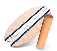 STAASH® Balance Board en Bois Premium - Méthode d'Entraînement Vidéo Guidée (App Gratuite) - Planche d'Équilibre Antidérapante, Rouleau en Liège - Surf, Fitness, Yoga, Rééducation (Bleu marine)