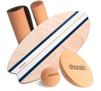 STAASH® Balance Board en Bois Premium - Méthode d'Entraînement Vidéo Guidée (App Gratuite) - Planche d'Équilibre Antidérapante, Rouleau en Liège - Surf, Fitness, Yoga, Rééducation, Proprioception