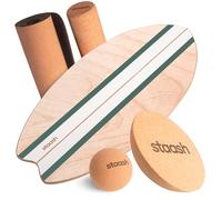 STAASH® Balance Board en Bois Premium - Méthode d'Entraînement Vidéo Guidée (App Gratuite) - Planche d'Équilibre Antidérapante, Rouleau en Liège - Surf, Fitness, Yoga, Rééducation, Proprioception