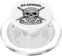 Stabbing with Purpose Tricot Crochet Humour Noir Crâne Pelot PopSockets PopGrip pour MagSafe