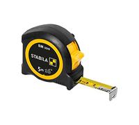STABILA Mètre ruban BM 100, 5 m (16'), échelle en cm/pouces, boîtier en ABS incassable, crochet initial mobile, clip ceinture, précision MID