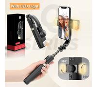 Stabilisateur à cardan 1 axe pour smartphone,télécommande Bluetooth,perche à selfie,trépied,support pour iPhone,mobile Android - Type Q08D-BK-LED