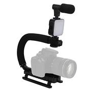 Stabilisateur de caméra vidéo Portable Mtlavishness avec éclairage LED et Microphone. Design Portable en Forme de U pour Une Prise de Vue Stable dans Divers scénarios. Convient