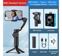 Stabilisateur de cardan avec télécommande sans fil,M02,3 axes,iPhone,Android,suivi du visage,Tiktok,Vlog,recrutement intelligent,smartphone - Type with Bag-Option 2-M02 Standard