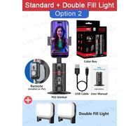 Stabilisateur de cardan de Rotation P02, cardan de suivi du visage de bureau pour Selfie de suivi pour Smartphone Tiktok en direct, avec obturateur à distance-Lumières P02-Fill