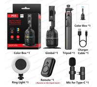 Stabilisateur de cardan de suivi AI pour smartphone,appareil photo,support de téléphone portable de bureau,rotation à 360,mise au point pour le direct,la photo - Type SET 3