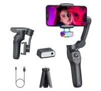 Stabilisateur de cardan pour smartphone à 3 axes avec suivi IA et lumière de remplissage RVB, roue de mise au point, cardan pliable pour iPhone et téléphone Android