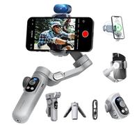 Stabilisateur de cardan pour Smartphone AI Tracking (sans Application), cardan à 3 Axes avec écran OLED/lumière intégrée, stabilisateur pour iPhone et Android, AOCHUAN X Pro Version AI Grise