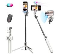 Stabilisateur de cardan smartphone, 2 axes stabilisateur, suivi du visage sans application, stabilisateur de cardan téléphone 4 en 1 pour iPhone et Android, tige allongée de 108cm, AOCHUAN M2PRO blanc
