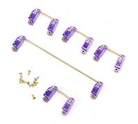 Stabilisateur de clavier mécanique avec acier plaqué or, accessoire de clavier pour constructions personnalisées, boîtier en nylon et fil d'acier plaqué or, comprend des (Violet transparent)