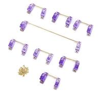 Stabilisateur de clavier mécanique, stabilisateur à vis PCB avec fil doré, ensemble de stabilisateurs de clavier plaqué or pour claviers DIY 61/64/87/104/108, comprend des (Violet transparent)