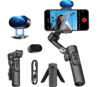 Stabilisateur de téléphone 3 Axes pour Smartphone Pliable avec molette de Mise au Point TikTok Youtube Vlog pour iPhone16 15 14 13 12 Pro Max Android - Smart XE