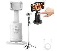 Stabilisateur De Téléphone À Suivi Automatique IA, Support De Téléphone avec Suivi du Visage À 360° sans Application, Contrôle Gestuel, Rechargeable pour Vlogging, Streaming Et Appels Vidéo (D)