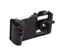 Stabilisateur de Téléphone Portable, Plate-Forme de Téléphone Vidéo Conception Ergonomique Poignée Incrustée Coussin Antidérapant avec Objectif Macro Grand Angle 2 en 1 pour la Prise de Vue