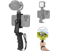 Stabilisateur Ergonomique Anti-Chute pour Smartphone avec dragonne, Adaptateur pour Micro/lumière, Perche à Selfie, pour iPhone, Samsung (Mode Paysage et Portrait)