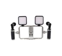 Stabilisateur Portatif pour Téléphone Portable, avec Microphone Extensible, Éclairage D'Appoint et Cadre de Protection