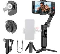 Stabilisateur Professionnel À 3 Axes Pour Iphone 15/14 Pro Android Avec Suivi Du Visage, Filetage 6,35 Mm, Lumière De Remplissage Intégrée, Enregistrement Vidéo Portable Pour Smart[VIT695937]