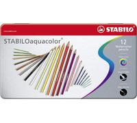 STABILO 1612-5 STABILO crayon de couleur aquarelle aquacolor ARTY, étui métallique de 12 pièces