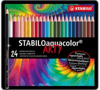 STABILO 1624-5 STABILO crayon de couleur aquarelle aquacolor ARTY, étui métal de 24 pièces