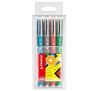 Roller - STABILO worker+ coloré - moyen - pack de 4 - vert, rouge, bleu, noir (assorti)