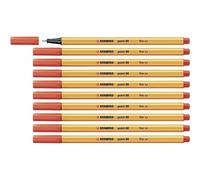 STABILO Stylo feutre pointe fine point 88 - Lot x 10 stylos feutre - Orange Sanguine (88/48)
