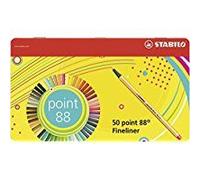 STABILO point 88 - Stylo feutre pointe fine - Boite métal x 50 feutres fins - dont 5 fluo