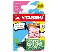 STABILO BOSS MINI by Snooze One - Mini surligneur fluo -Etui carton x 3 surligneurs - vert + rose + orange