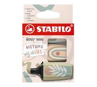 STABILO BOSS MINI Naturevibes - Mini surligneur - Etui carton x 3 surligneurs décorés- coloris Nature