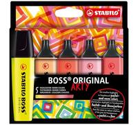 STABILO BOSS ORIGINAL ARTY - Surligneur - Etui carton x 5 surligneurs - Couleurs chaudes assorties