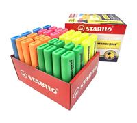 STABILO BOSS ORIGINAL Boite de 32 Surligneurs Probox - Big BOSS - Ensemble de 5 coloris assortis fluos - Vert - Jaune - Orange - Rose - Bleu