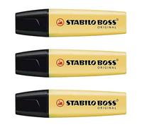 STABILO Boss Original Highlighters Pastel Tip 2-5 mm Pastel Yellow Pack of 3
