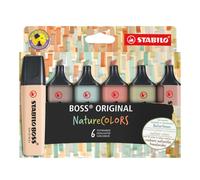 STABILO Surligneur BOSS ORIGINAL NatureCOLORS – Etui carton 6 surligneurs coloris assortis