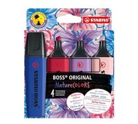 STABILO BOSS ORIGINAL NatureCOLORS Wildflower Edition - Surligneur - Etui carton x 4 surligneurs - rose pivoine, bleu chardon, mauve glycine, rouge dahlia