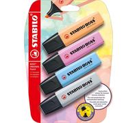 STABILO BOSS ORIGINAL Pastel blister de 4 orange doux bleu céleste fuchsia frais gris soie